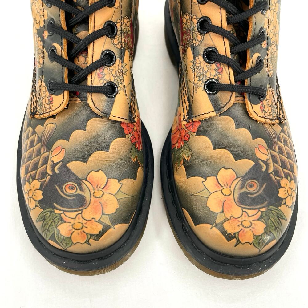 Dr. Martens x Evisu Wagara 1460 Tattoo Sleeve Japanese Koi Fish Boots Size US 7 - Picture 7 of 15